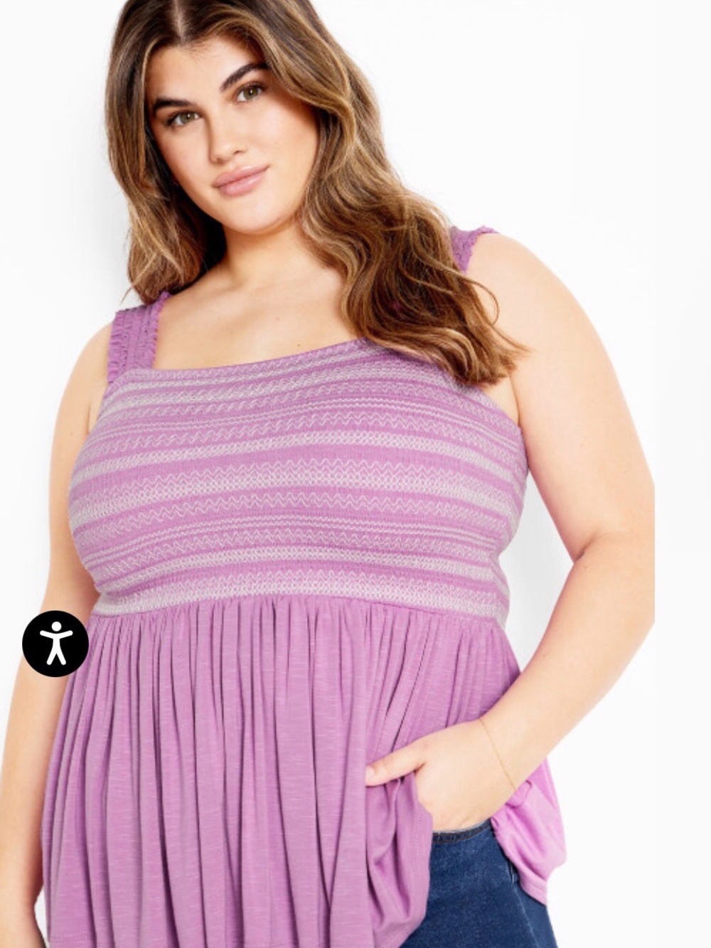 City Chic Lilac Smocked Tank Top